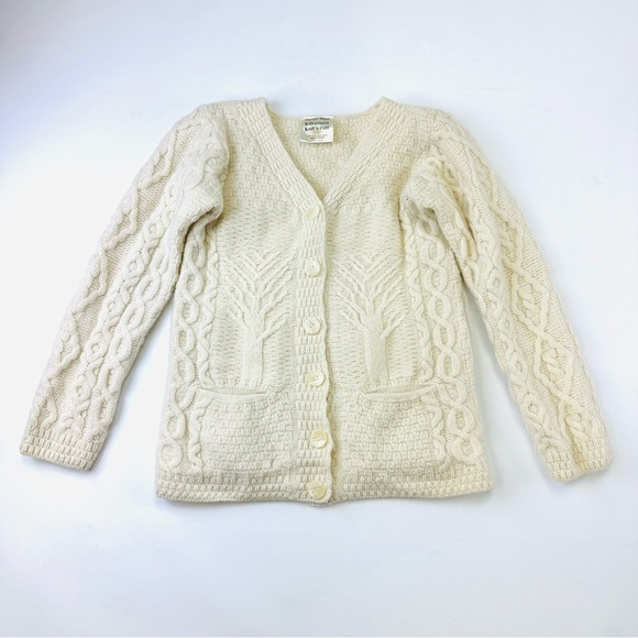 Kilronan Knitwear cream merino wool cardigan Womens Size XXS Irish knit sweater - Picture 1 of 9